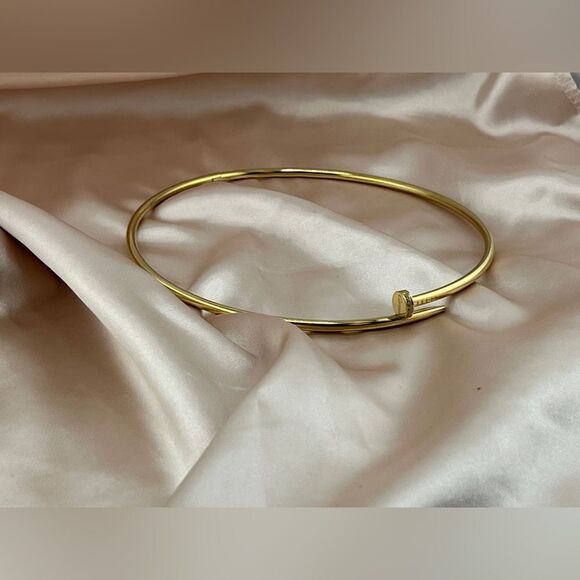 Gold Plated Stainless Steel Nail Shaped Necklace - Picture 2 of 6